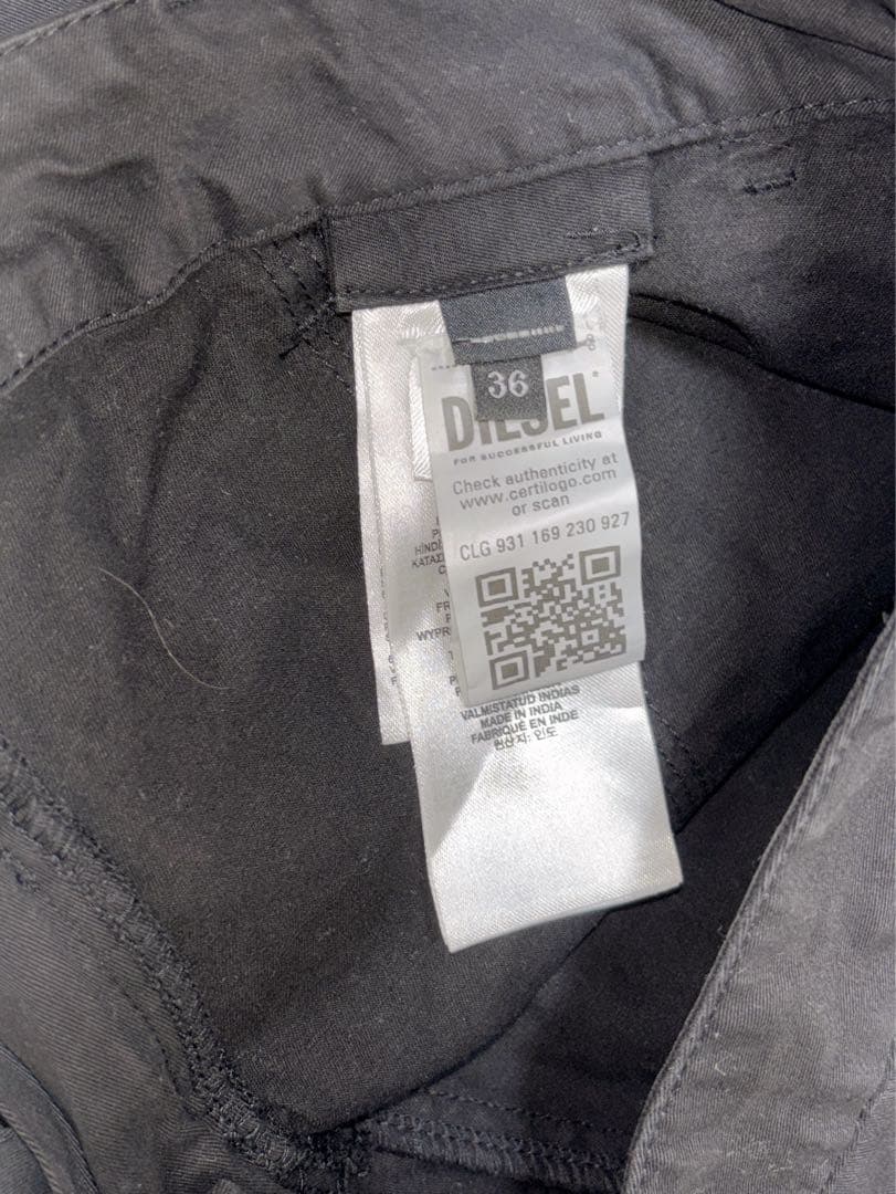【即日発送】DIESEL ブラック カーゴパンツ 36