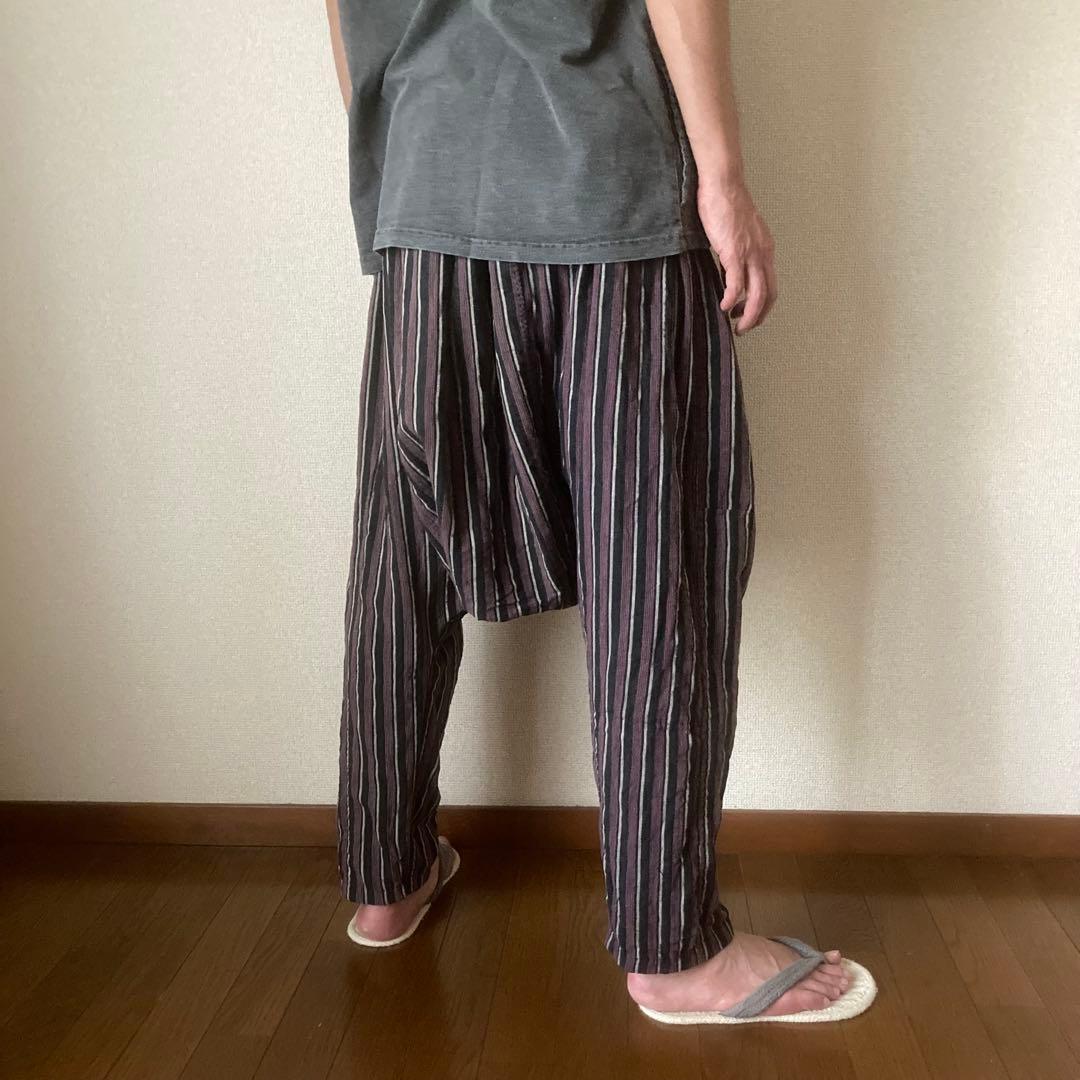 古布リメイク 風呂敷 縞木綿 ピエロもんぺ サルエル モンキーパンツ