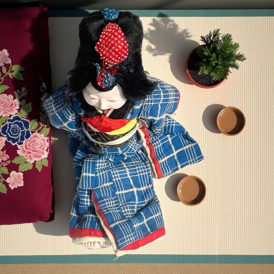 市松人形 明治後期 徳命銘 尺ナキ 朱印 三折れ 江戸風 京阪系 縮緬