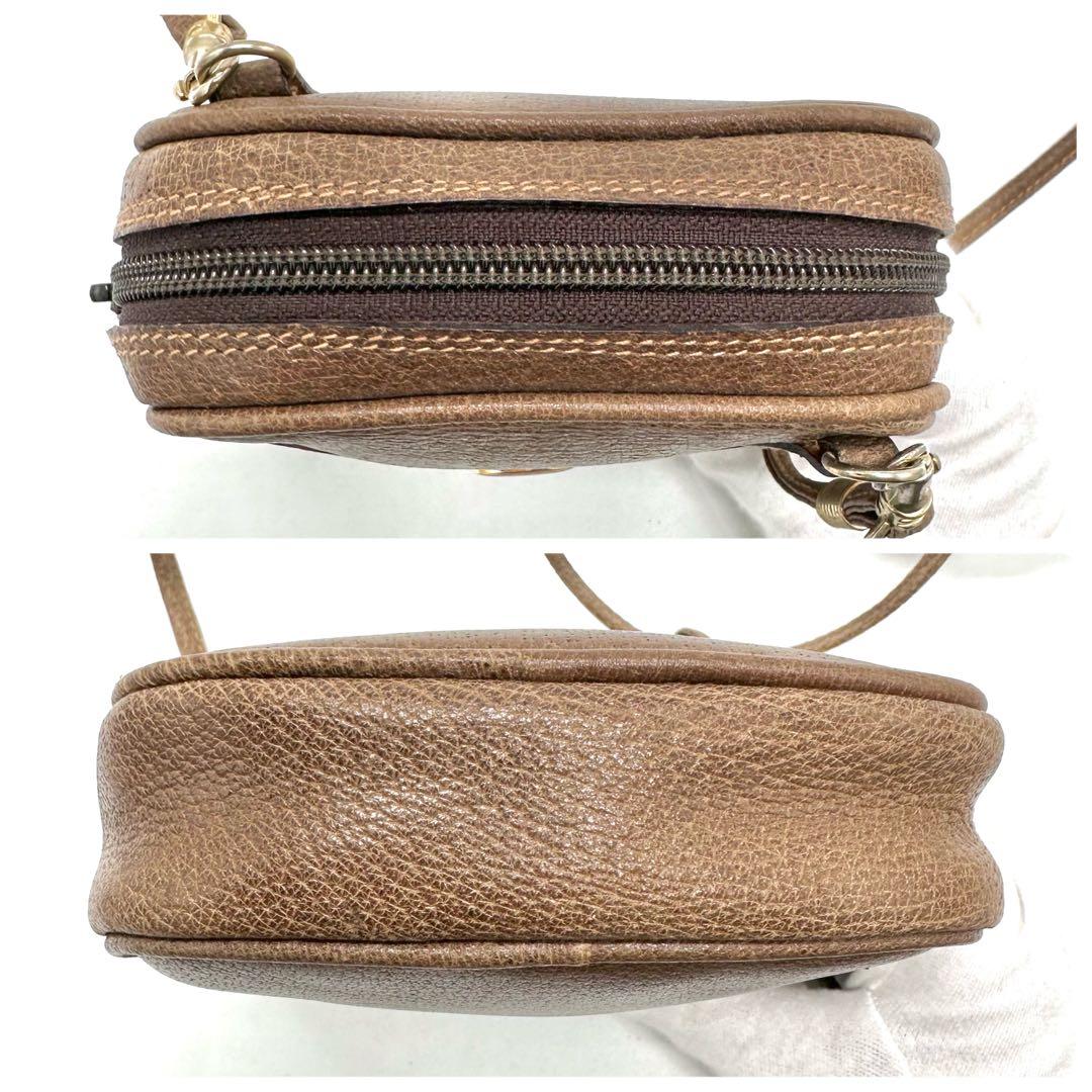 美品 OLD GUCCI ショルダーバッグ インターロッキング ヒステリア 茶