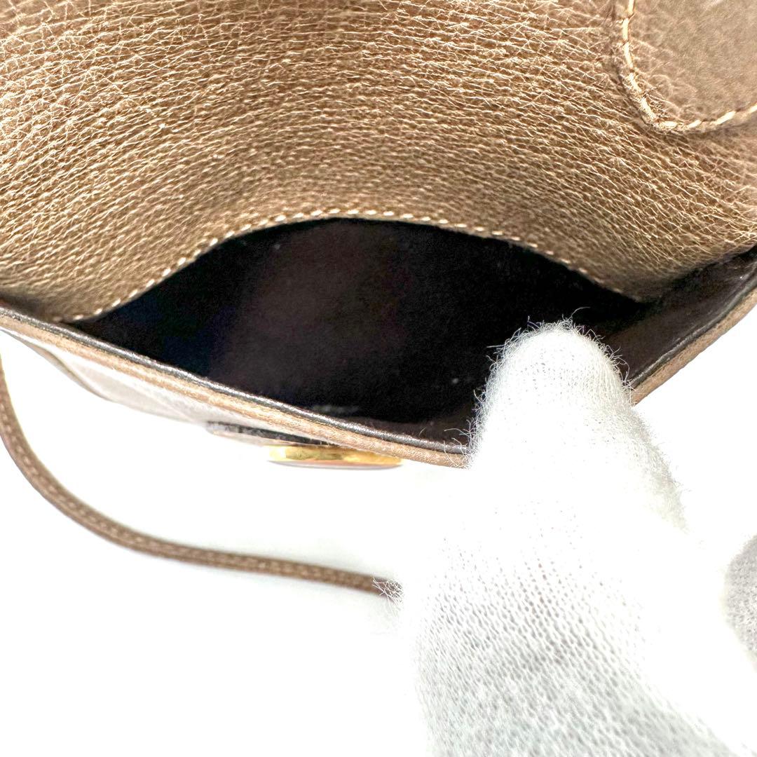 美品 OLD GUCCI ショルダーバッグ インターロッキング ヒステリア 茶