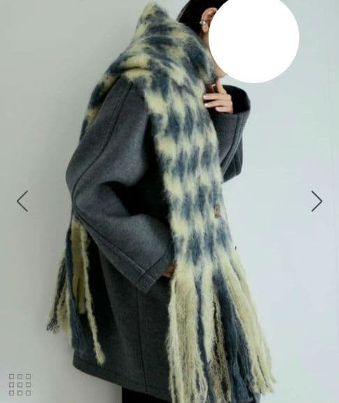 タグ付き未使用品 マンタスエスカライ モヘヤマフラー 千鳥格子