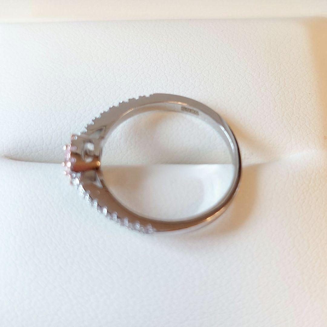 1582 高級 sona ダイヤモンド リング ピンク スクウェア シルバー