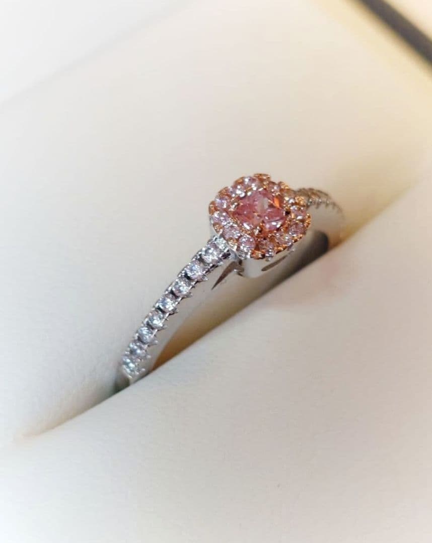 1582 高級 sona ダイヤモンド リング ピンク スクウェア シルバー