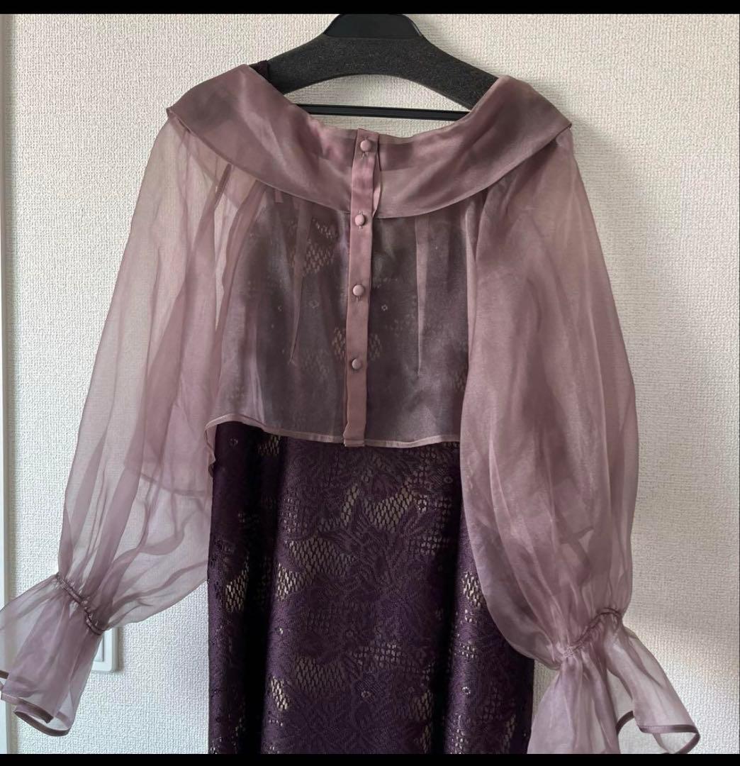 etoll シアーブラウス&マーメイドキャミワンピ パーティードレス　M