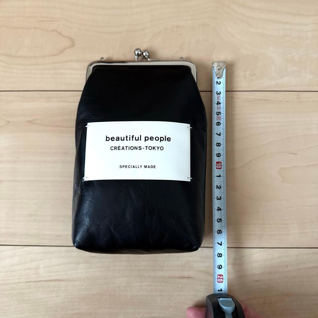 beautiful people がま口 黒 ミニショルダー