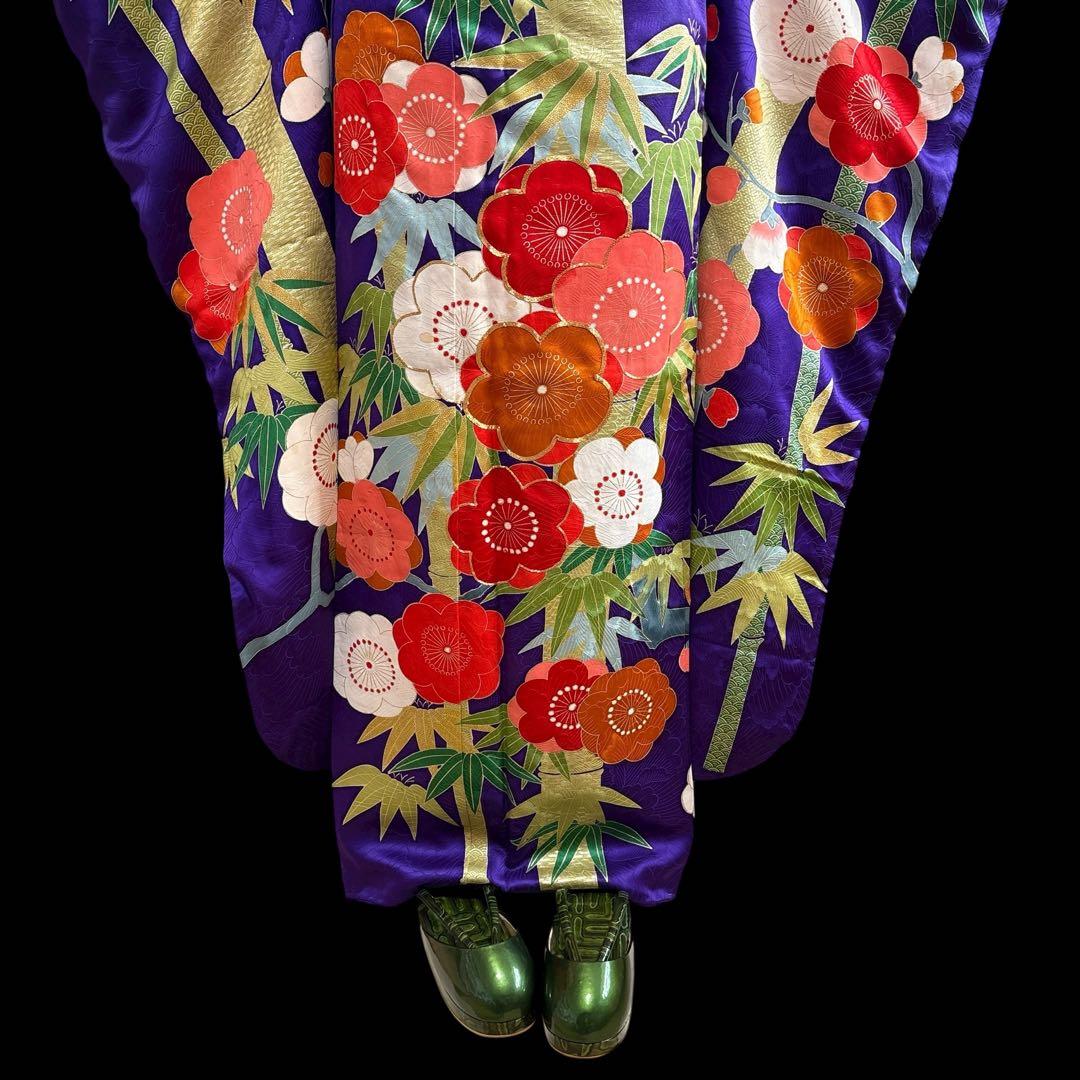う67) 紫翠(しすい)の花鼓✨梅彩きらめく雅のアンティーク振袖