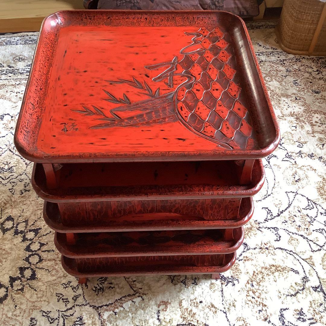 鎌倉彫漆塗り 宗和膳 十一脚