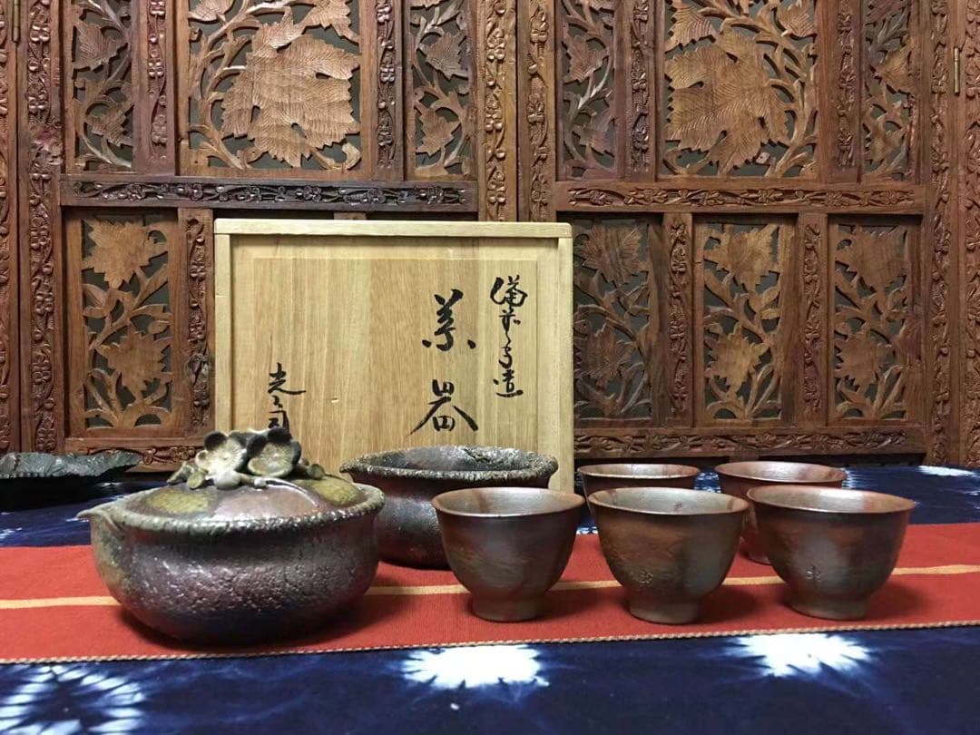 備前焼 入江光人司 煎茶器セット 梅花摘