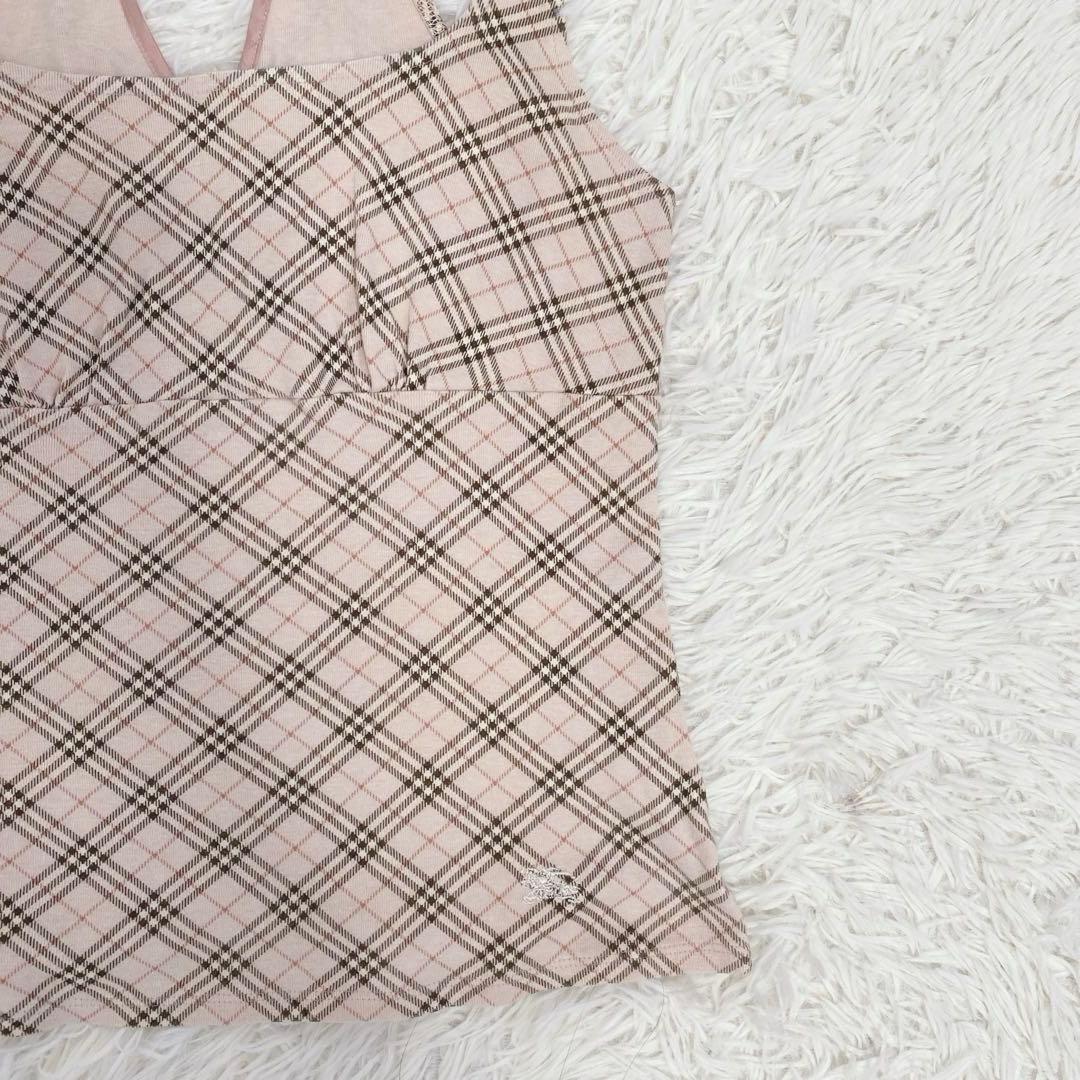バーバリー ホルターネックリボン ノバチェック タンクトップ ピンク 希少カラー
