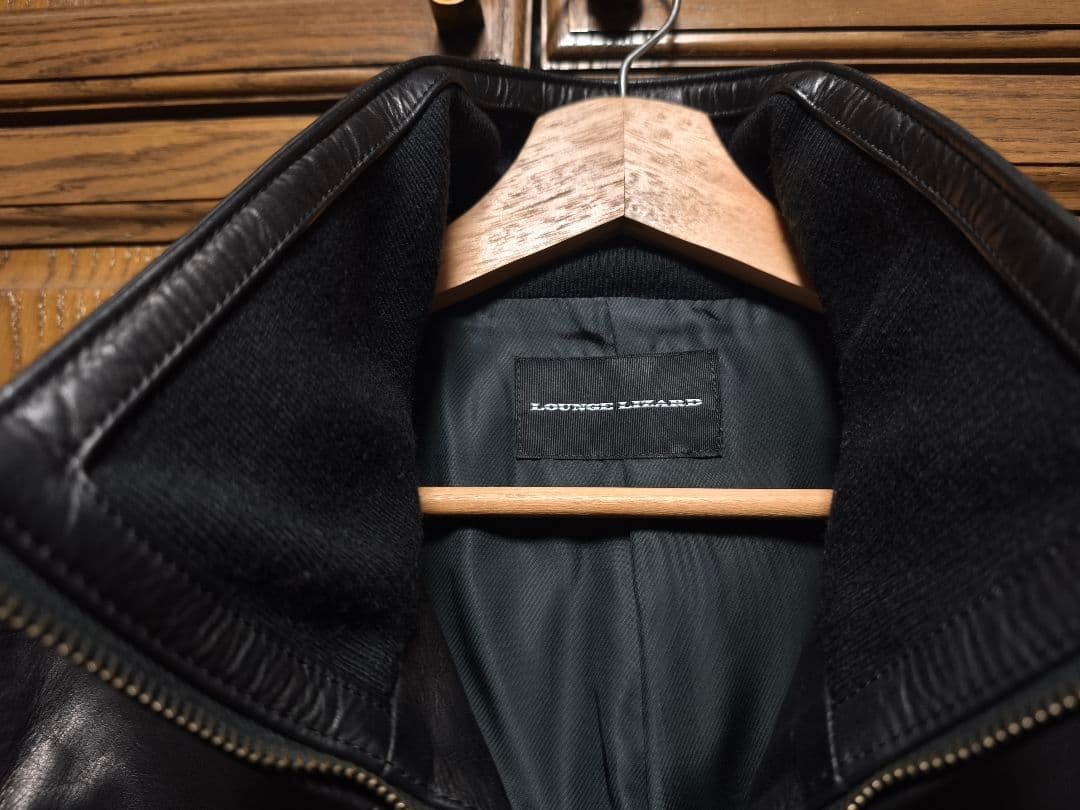ラウンジリザード ハイネック カウレザージャケット サイズ3 ブラック