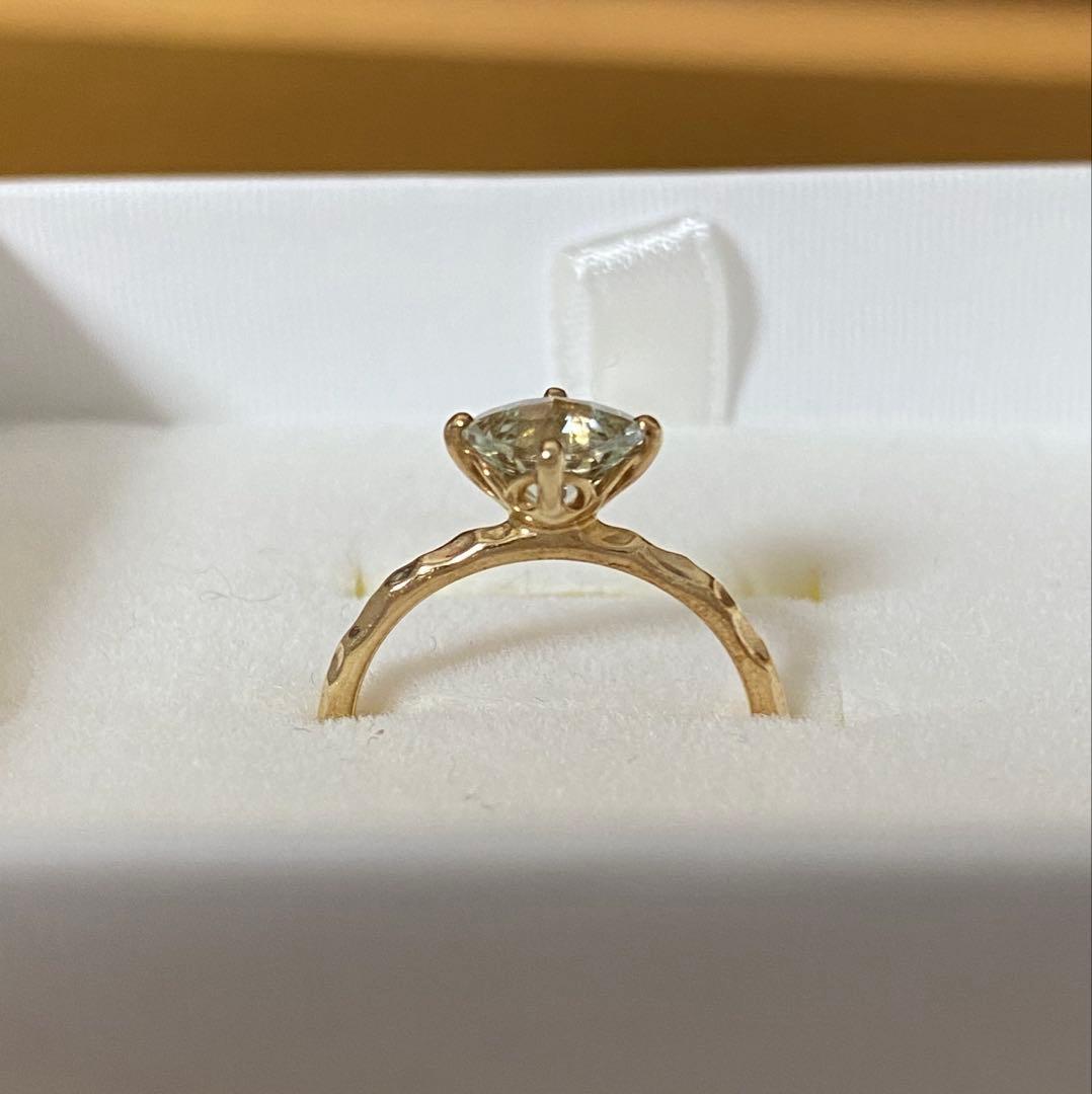 ☆極美品☆ジュエリーツツミ グリーンアメジストリング YG K10 8号
