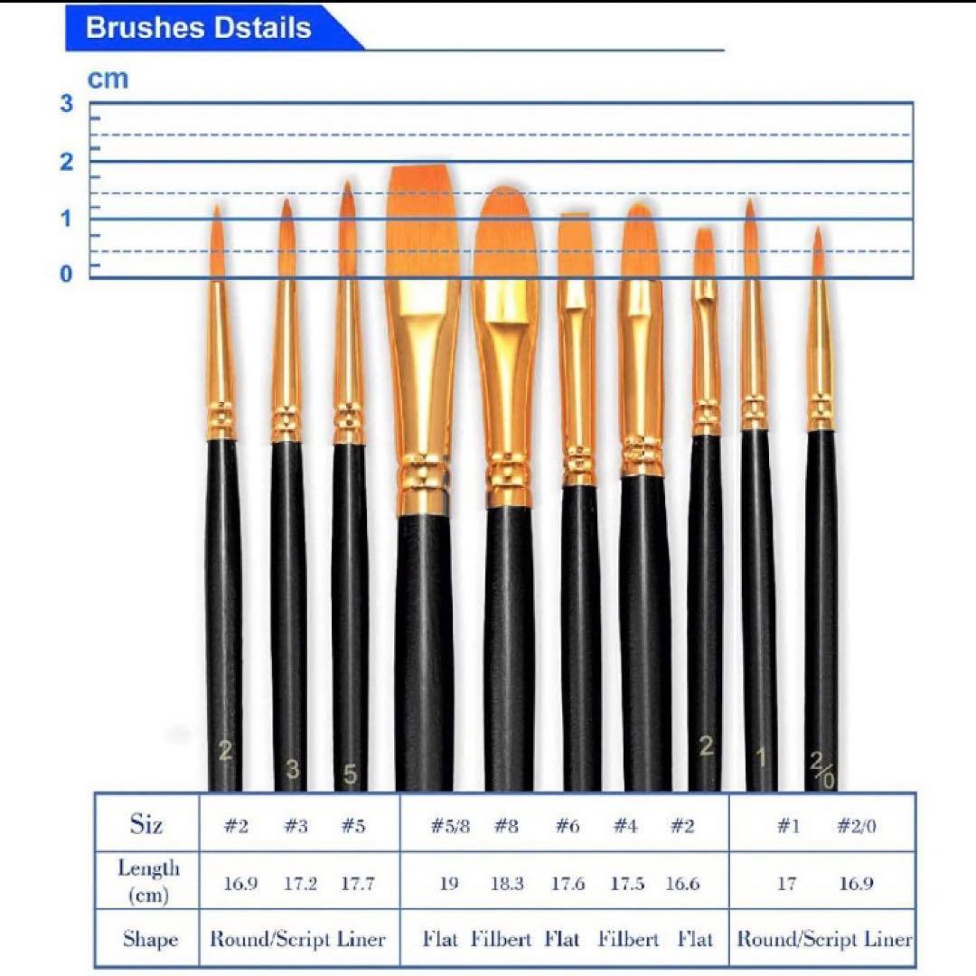TREXD 油彩 水彩 ブラシセット10本 絵画 ネイル 絵の具 筆 紫 可愛い