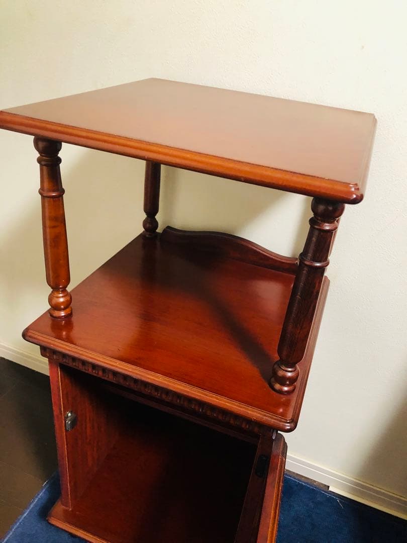 四国工芸 木製電話台・ファックス台 2段式 ブラウン リビング収納