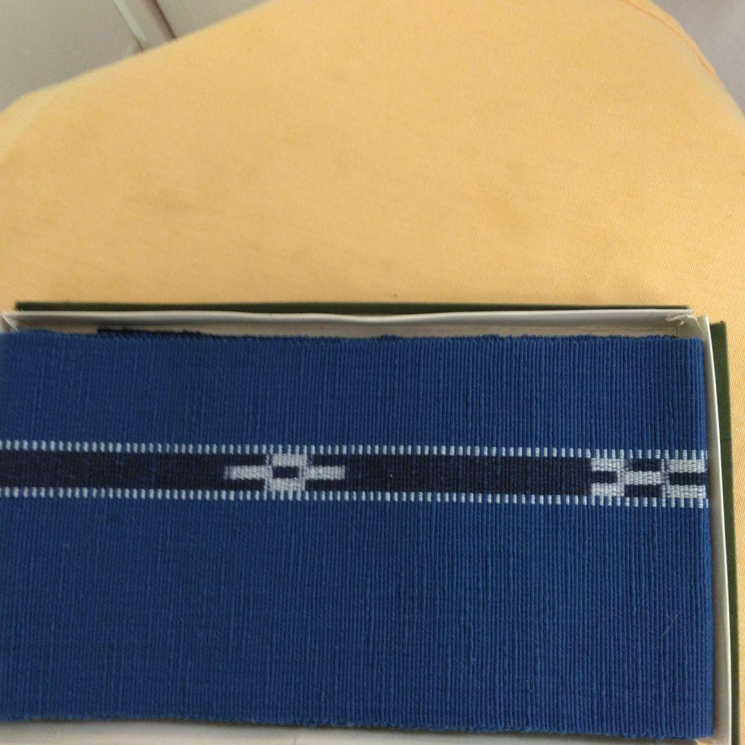 ☆単品可 昭和レトロ新品未使用箱入り沖縄みんさー織半幅帯 紺色と茶色