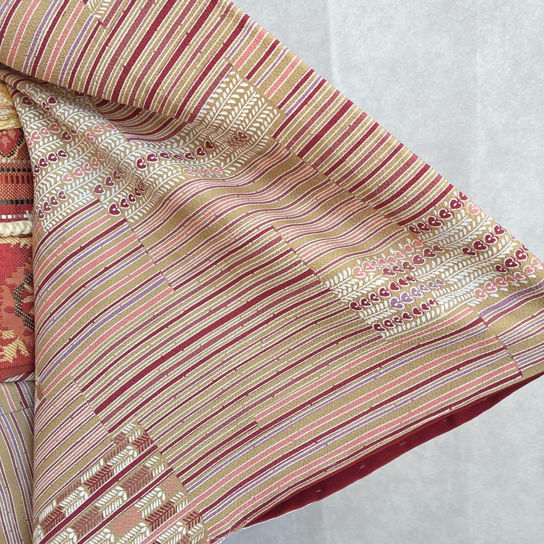 小紋 フルセット 着物 正絹 しつけ糸付き ストライプ 温もり縞 民芸調