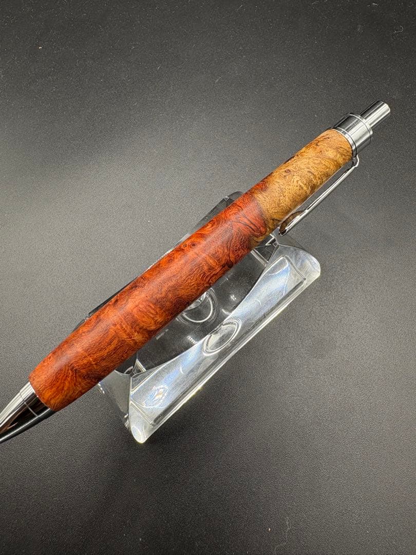 517本花梨　紅白　瘤杢　木軸シャーペン　ボールペン