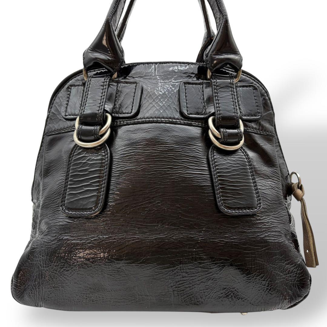 クロエ chloe ハンドバッグ 腕掛け パテントレザー 黒 ブラック ロゴ