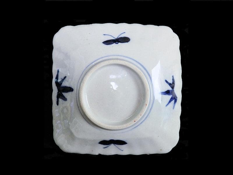 古伊万里　色絵　獅子に七宝紋の図　角皿　5枚　D559AS-BCh