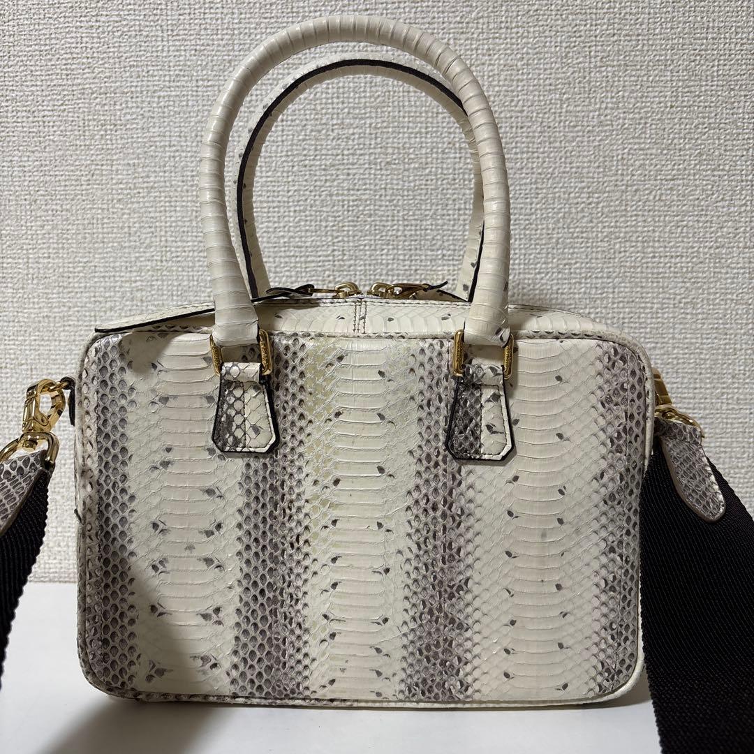 ADMJ スネークレザー　パイソン　ボストン　ショルダーバッグ　ハンドバッグ