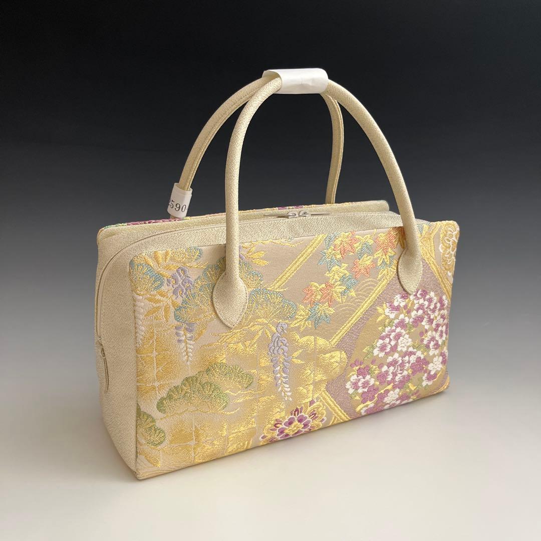 新品未使用品　京都 西陣織正絹帯地使用　利休バッグお茶席　25904
