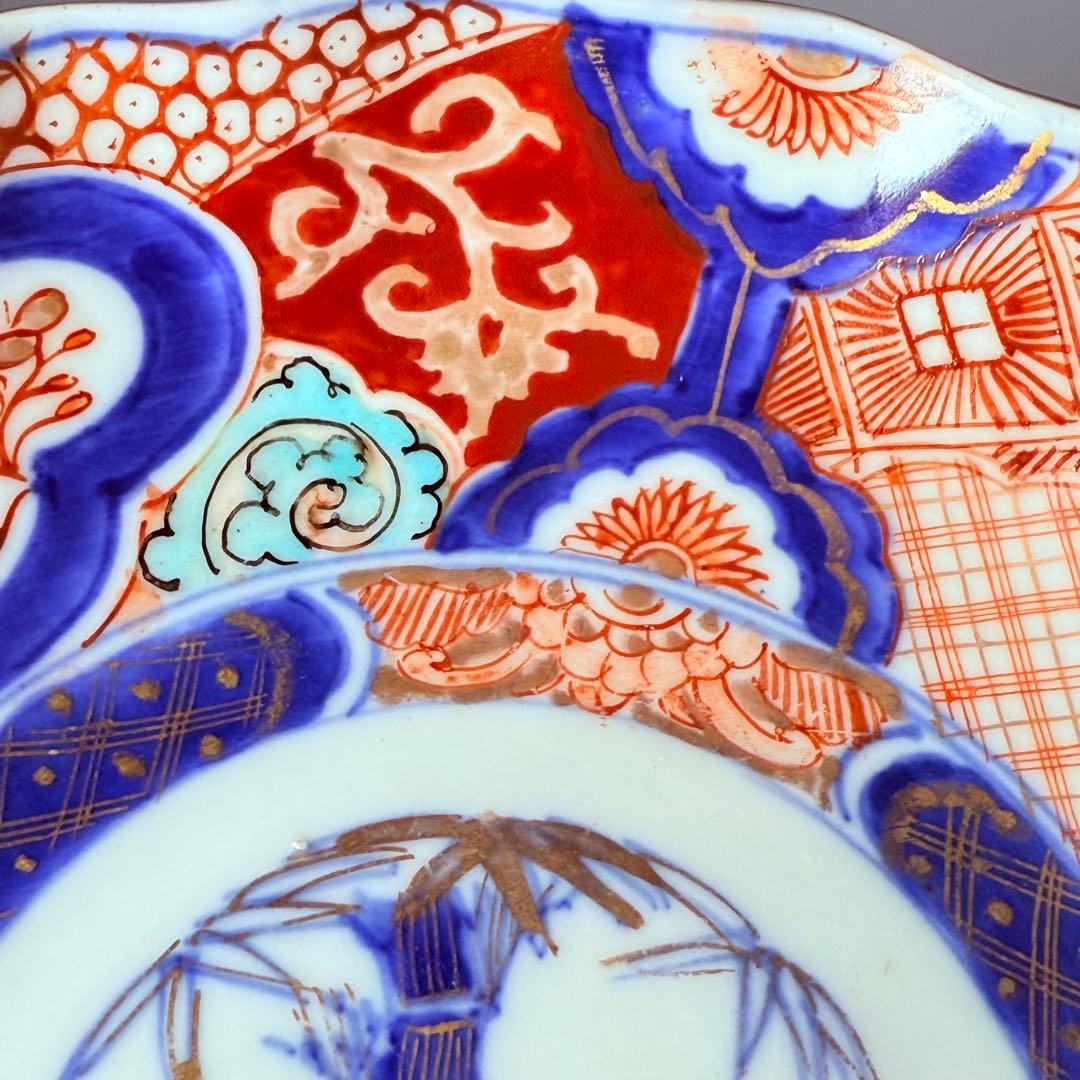 古伊万里　色絵松竹梅なます皿　五客　蛇の目高台　赤絵　緻密な絵付け　古器を楽しむ
