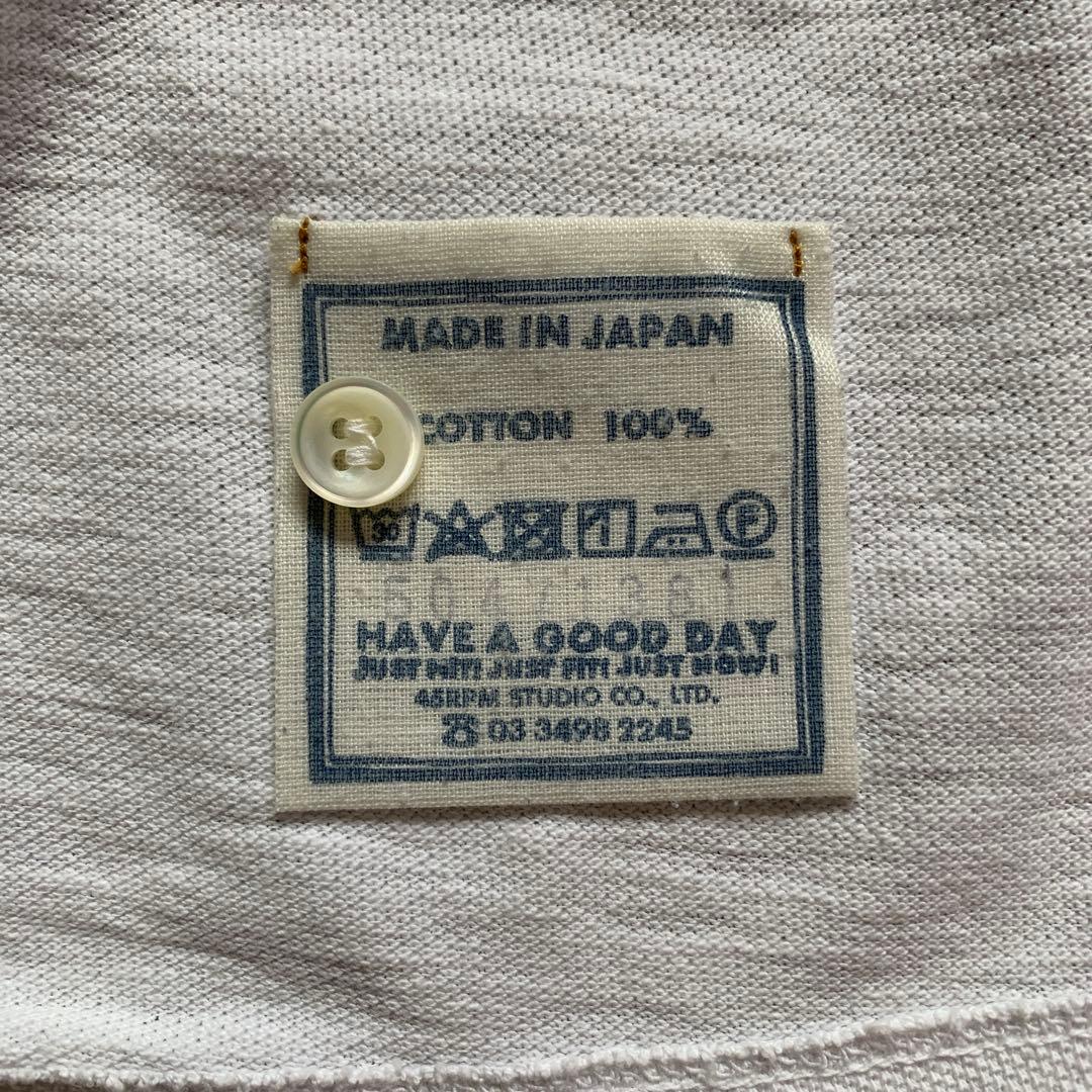 45R カノコのMキャミポロ ワイドポロ　ホワイト　R 刺繍　45rpm