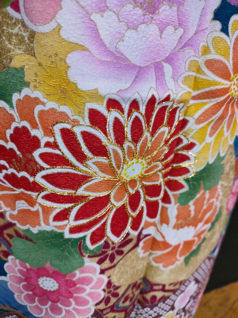 振り袖 フルセット 金彩加工 長襦袢付 刺繍入り 金通し 赤 花 664