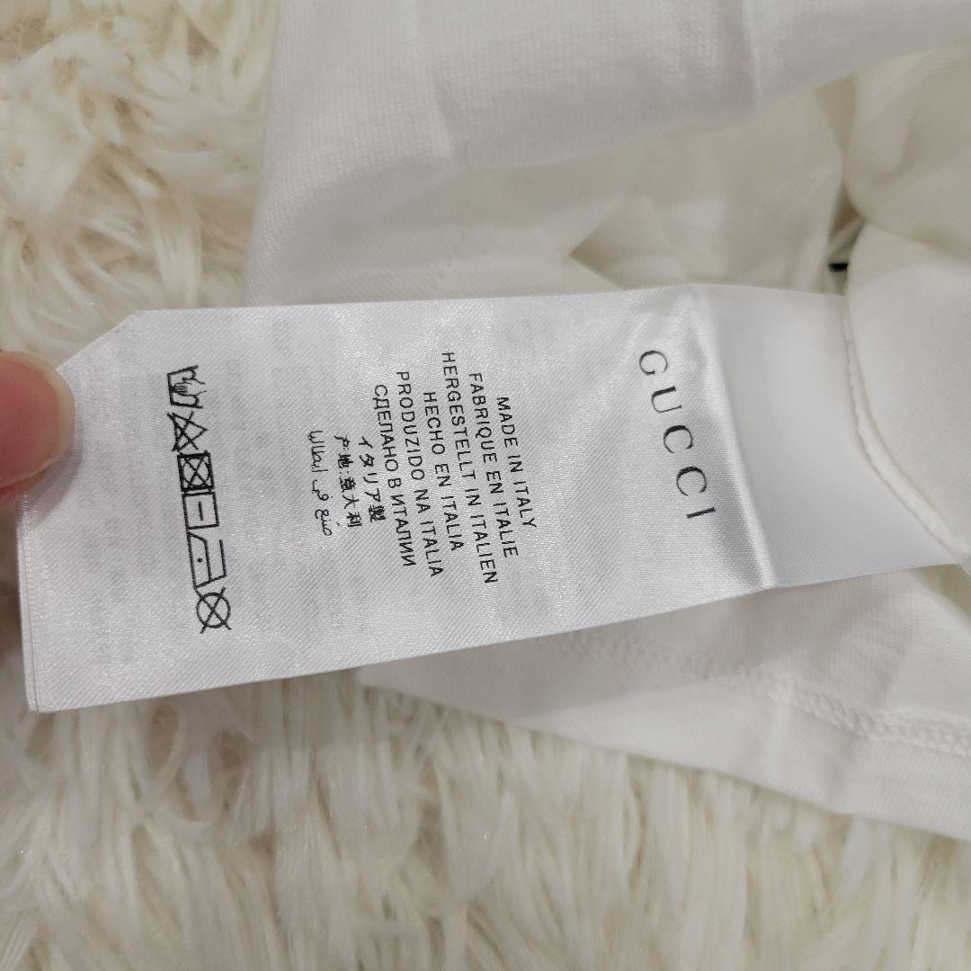 GUCCIタグ付きホワイト肩ラインTシャツ半袖蛇トップスお洒落