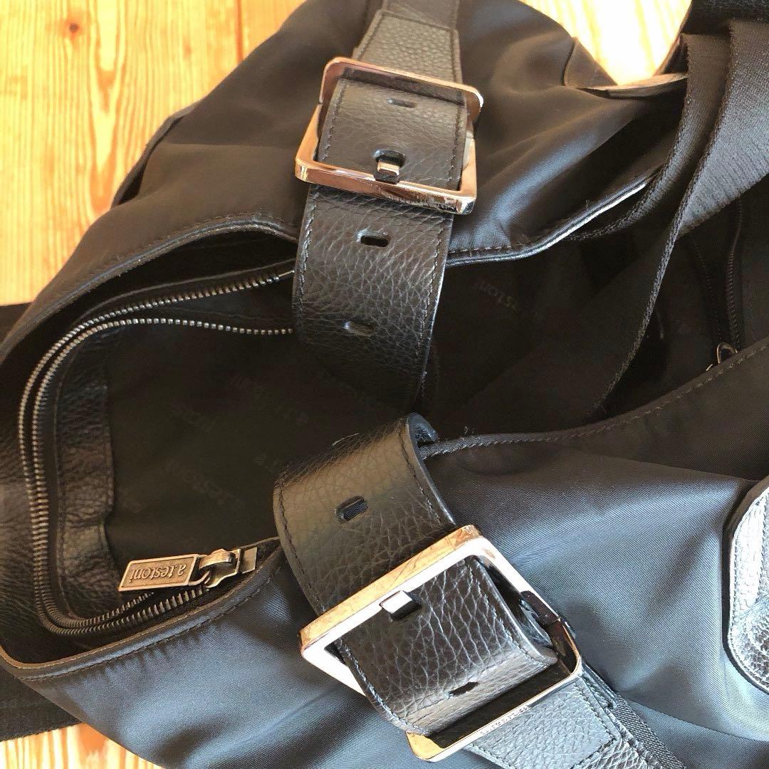 a.testoni ビジネスバッグ　バック　ショルダーバック　黒　レザー