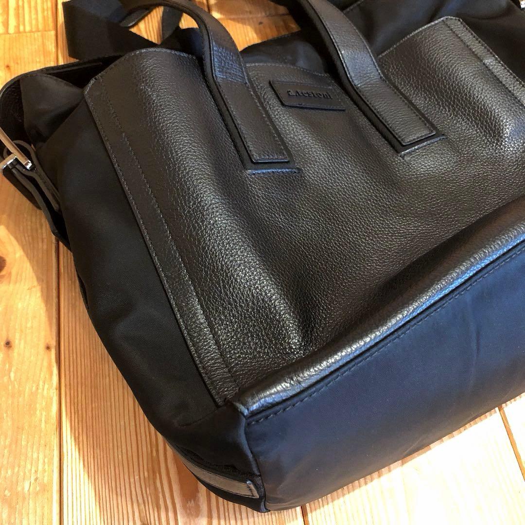 a.testoni ビジネスバッグ　バック　ショルダーバック　黒　レザー