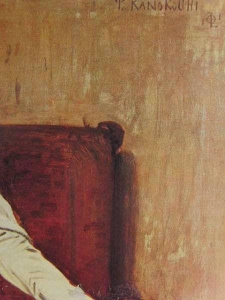 鹿子木孟郎、少女、希少画集画、新品額装付、状態良好