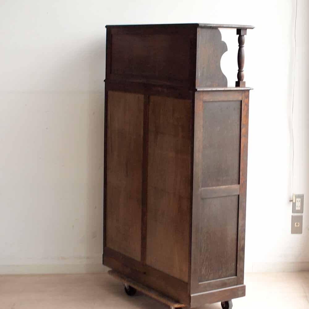 昭和レトロ 落ち着いた木味のキャビネット ダイヤガラス ZR24225