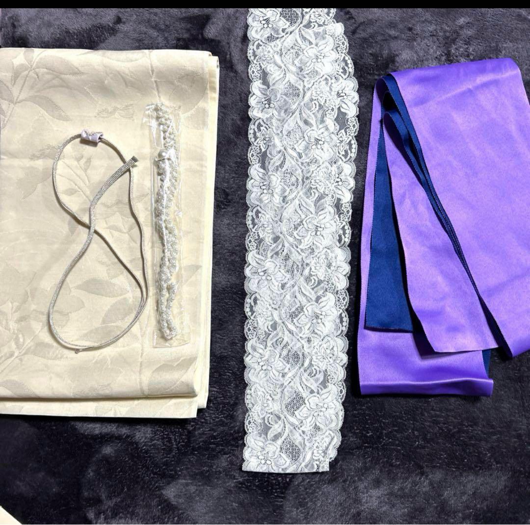 有松鳴海絞りフルセット7点　高級浴衣+帯2本+帯締め+帯揚げ+帯留め2つ