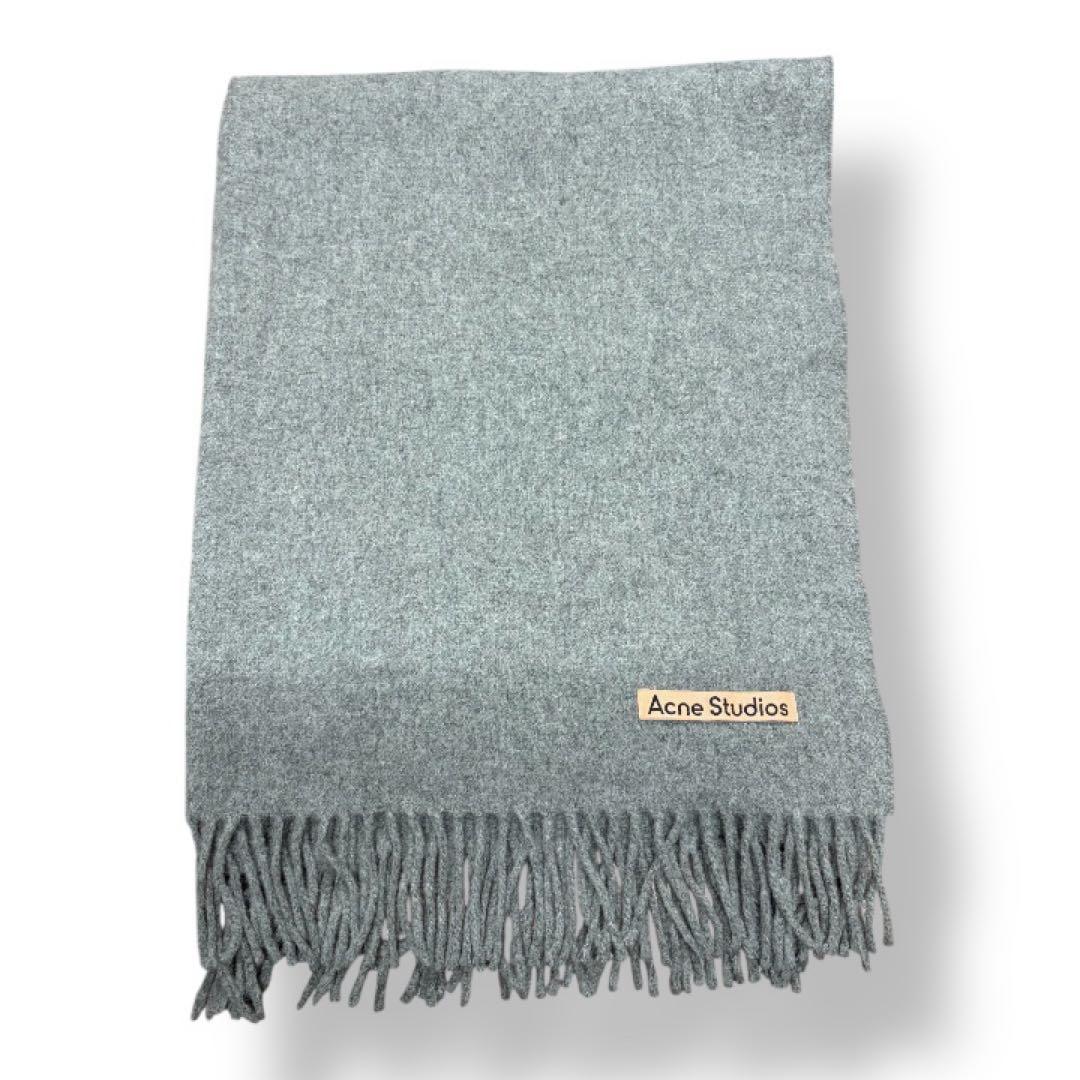 定価¥37,400 Acne Studios フリンジウールスカーフ マフラー Acne Studios - フリンジウールスカーフ - オーバーサイズ - グレー