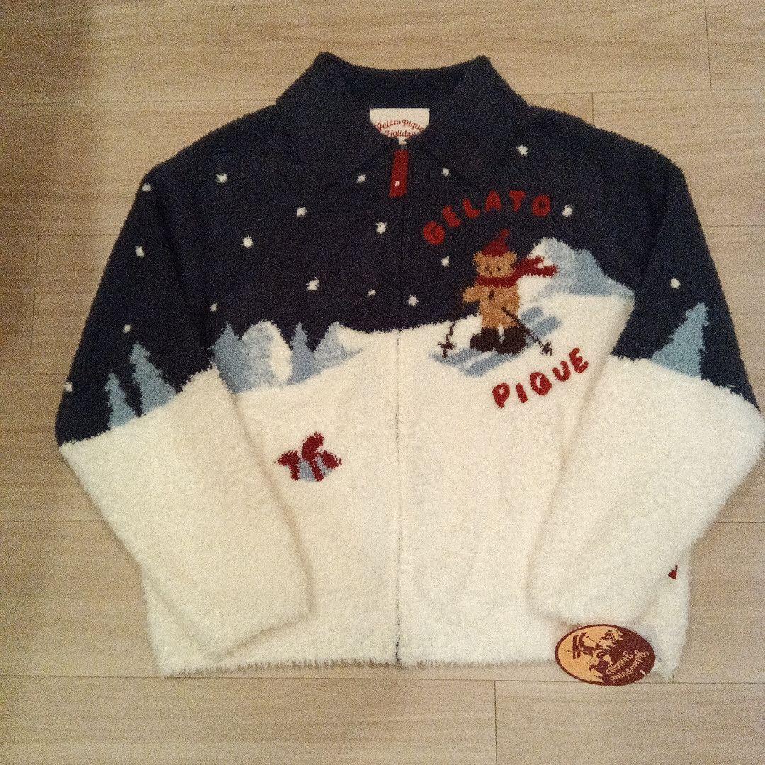 ジェラピケ　スキーベア　ホリデー　ジャガードカーディガン
