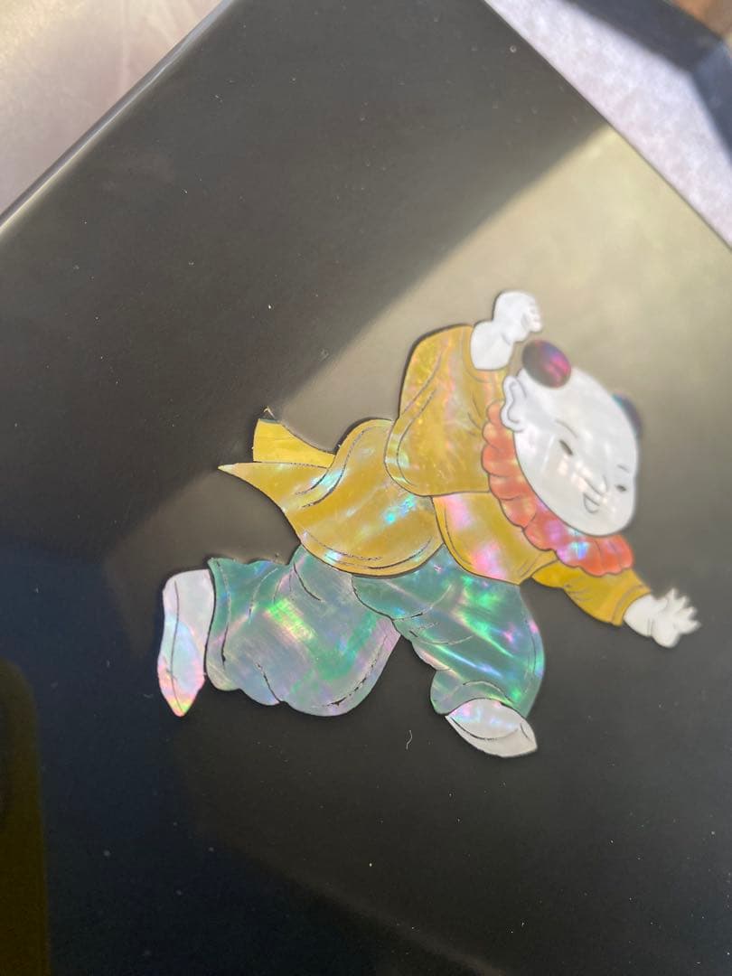 螺鈿唐子　硯箱　武蔵川建三(貢山)氏作