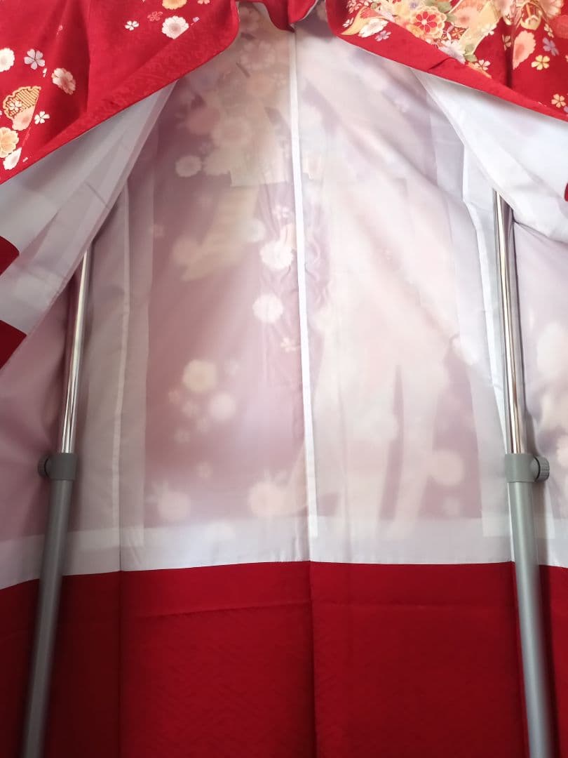 ☆れもんざめ様☆【京都きもの友禅】振袖赤＋着物帯 - メルカリ