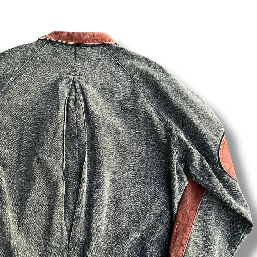 90's vintage デニムブルゾン レザー切り替え ハリントンジャケット