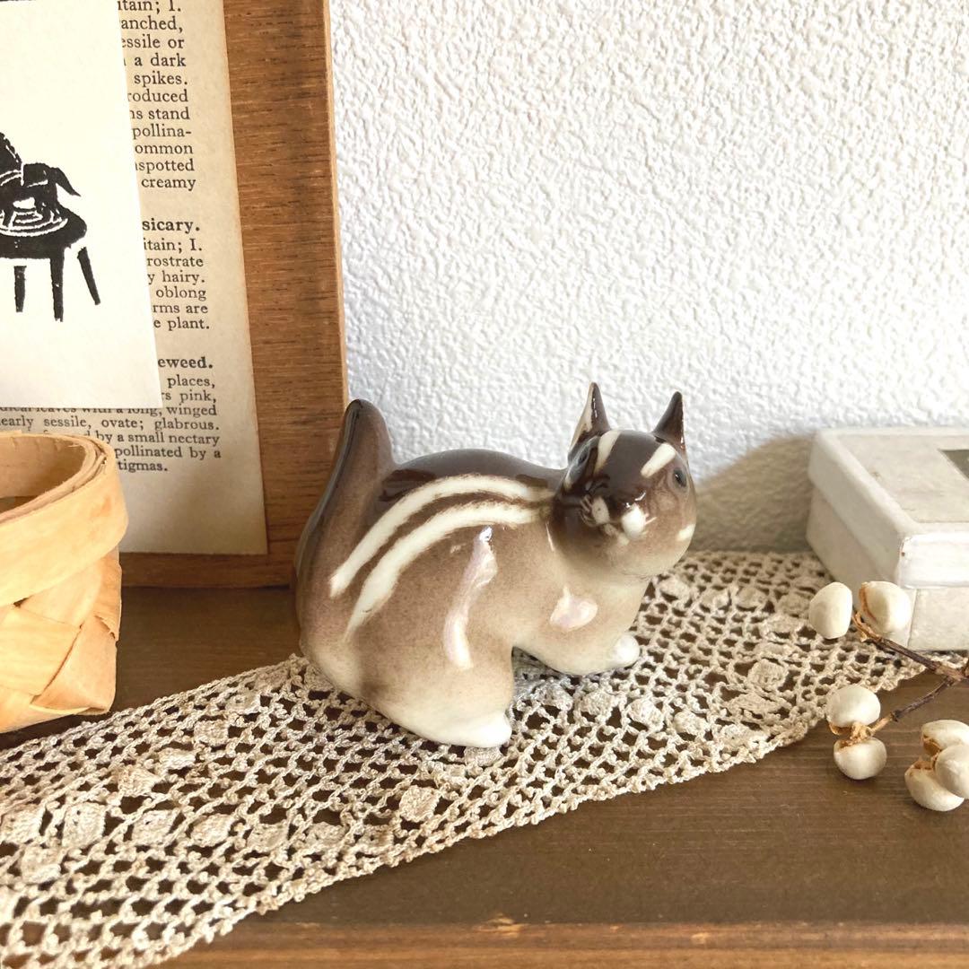 ロモノーソフ フィギュリン（フィギュア)置物 りす 希少シマリス お