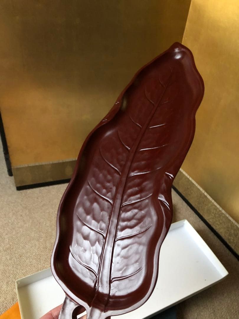 漆器 葉型 盆 箱入　40㎝