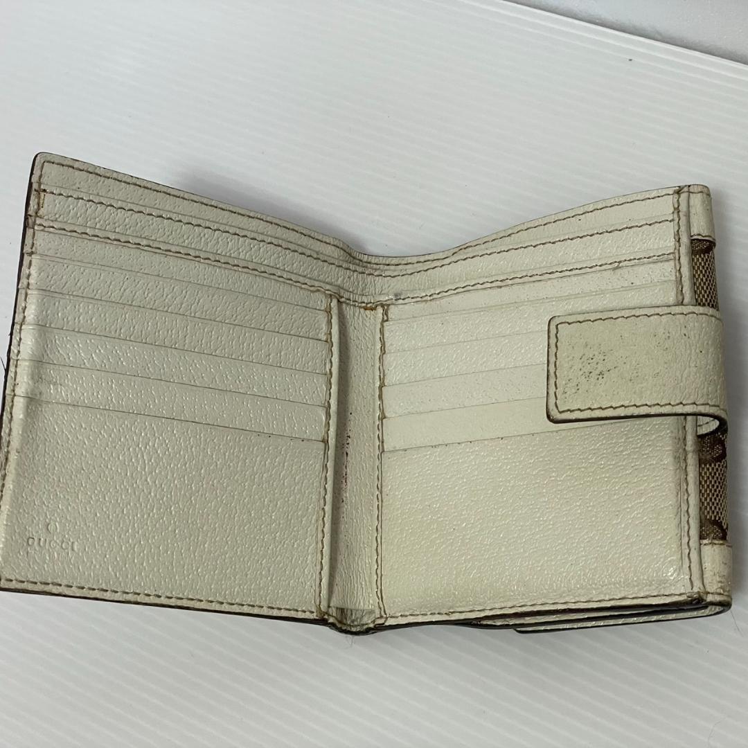 GUCCI グッチ 二つ折り財布 GGキャンバス ホワイト系 Wホック - メルカリ