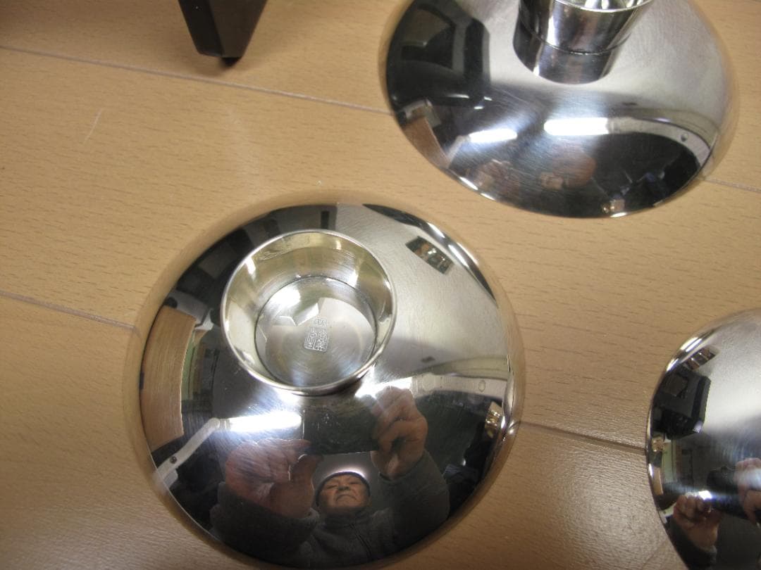 ナビがなかったら　泣くさま専用　純銀　三重盃　共箱　尚美堂