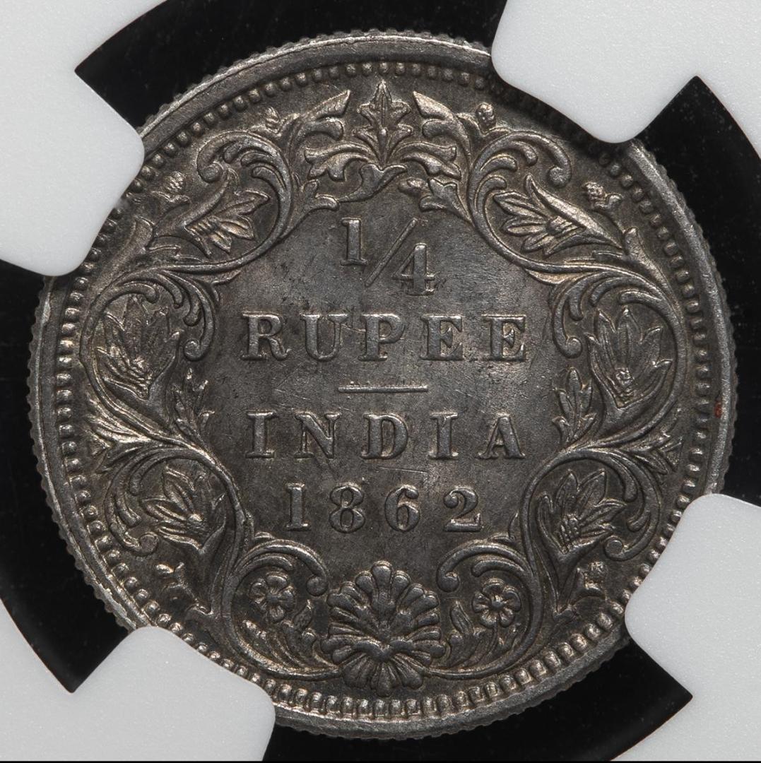 美品 美トーン NGC-MS62 ヴィクトリア イギリス領インド 1862（B）