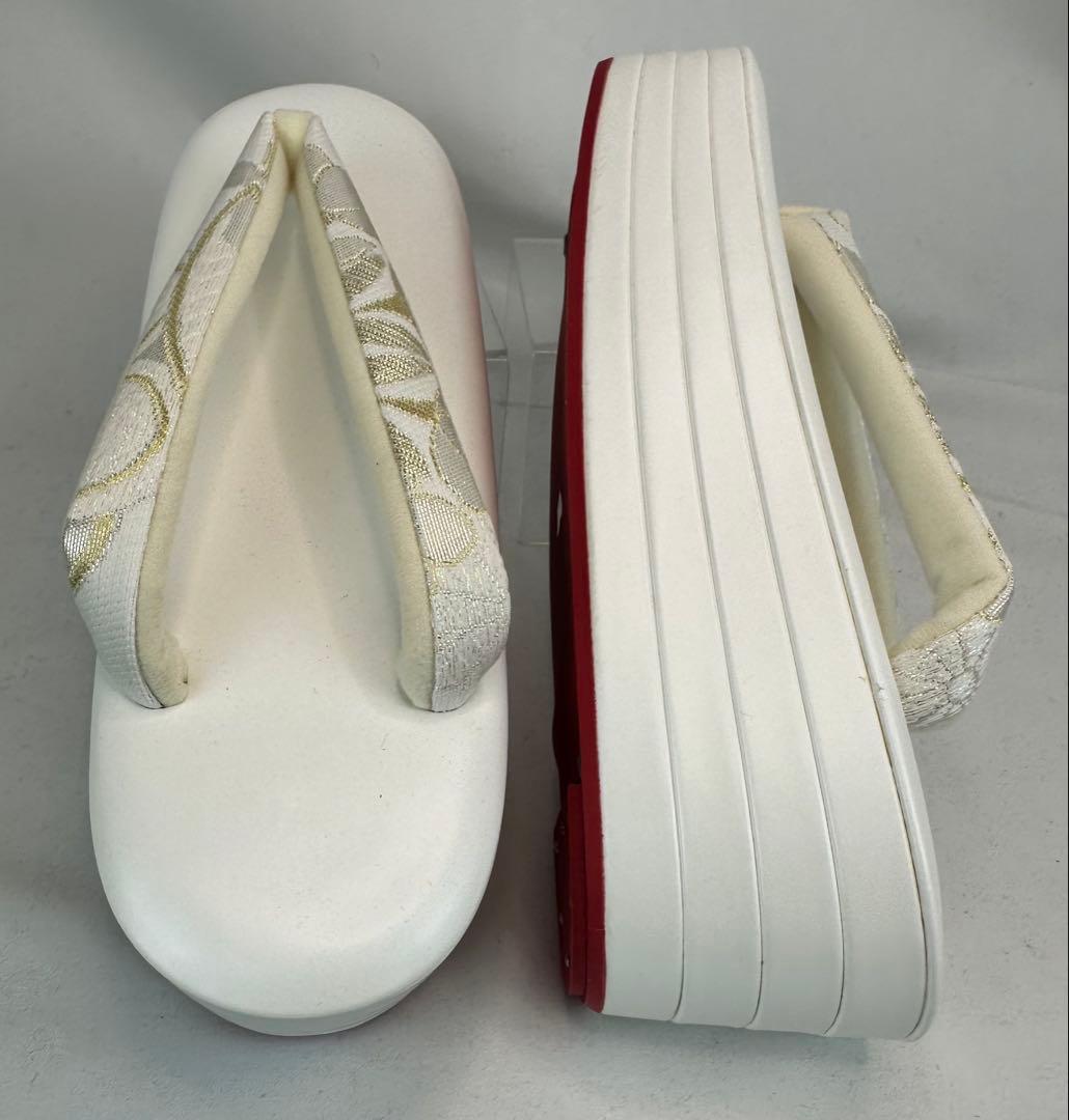 正絹帯地　振袖厚底草履バックセット　 減りずらい赤クレープ底使用