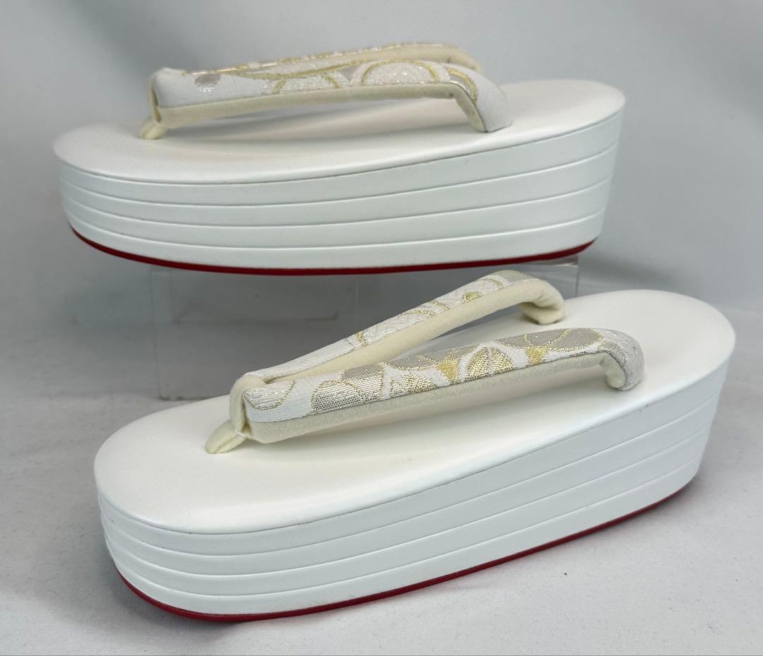 正絹帯地　振袖厚底草履バックセット　 減りずらい赤クレープ底使用