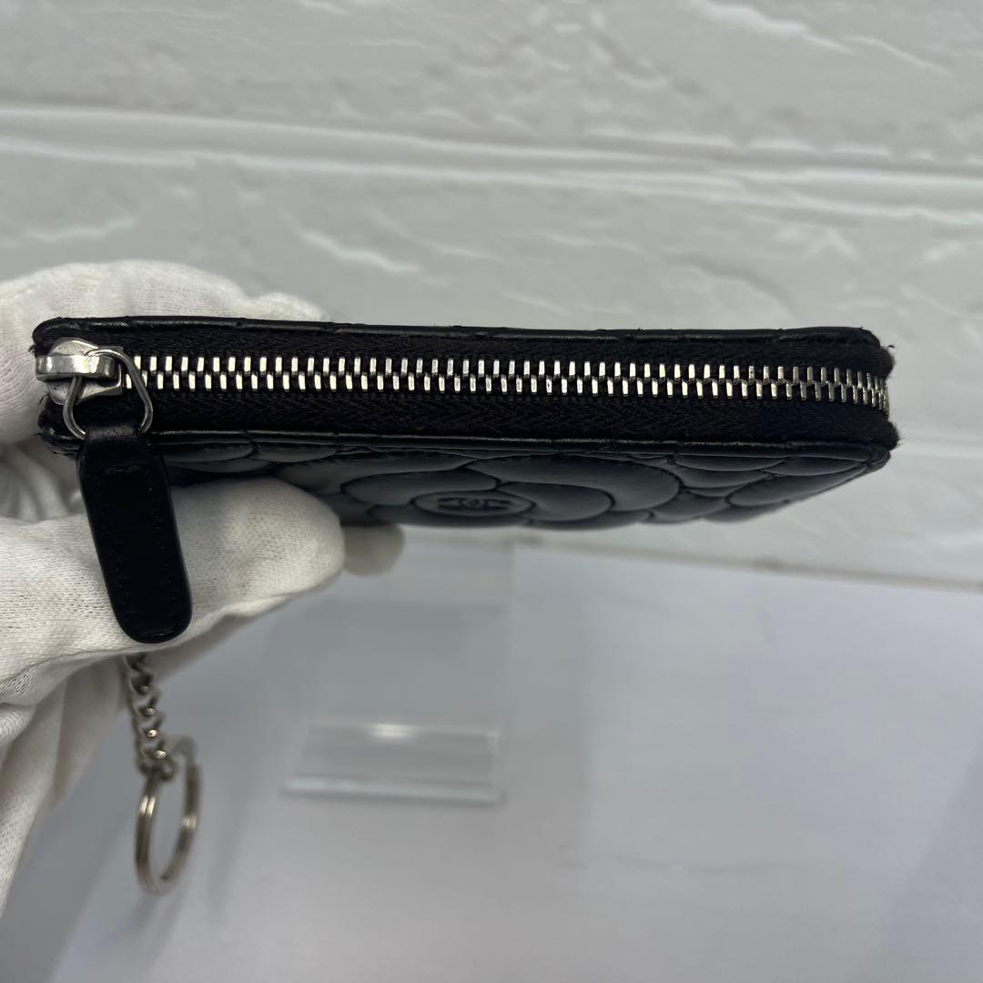 CHANEL シャネル ケース カメリア 財布 ブラック ファスナー良好