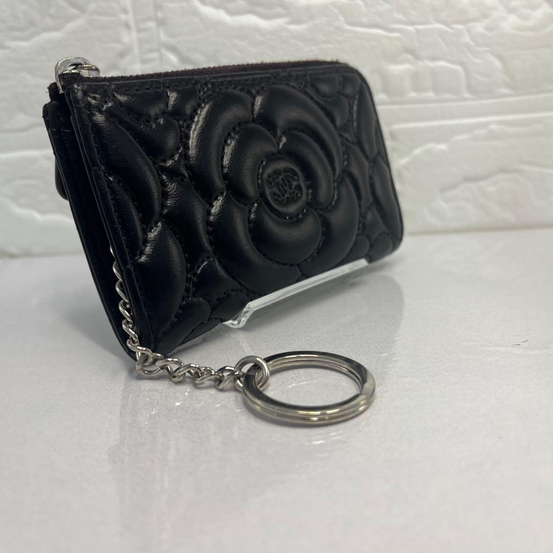 CHANEL シャネル ケース カメリア 財布 ブラック ファスナー良好