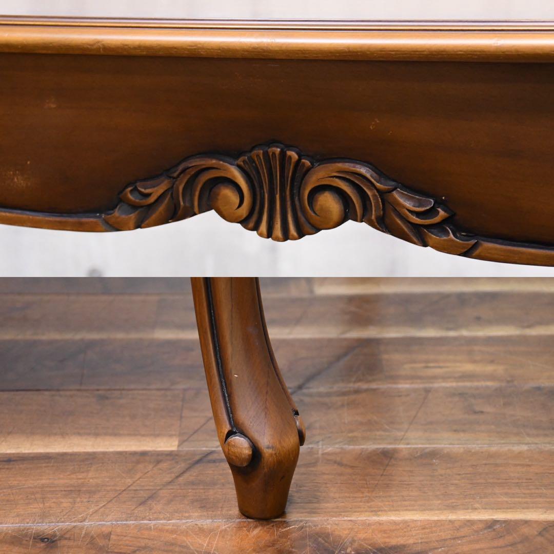 EIK69 カリモク ダイニングテーブル W1800 猫脚 彫刻装飾 ロココ調