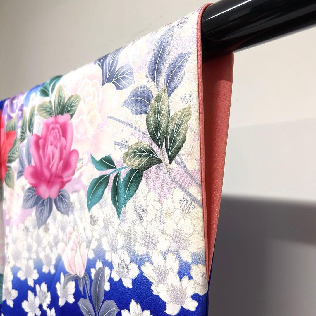 振袖 薔薇 桜 銀彩 着物 081tz